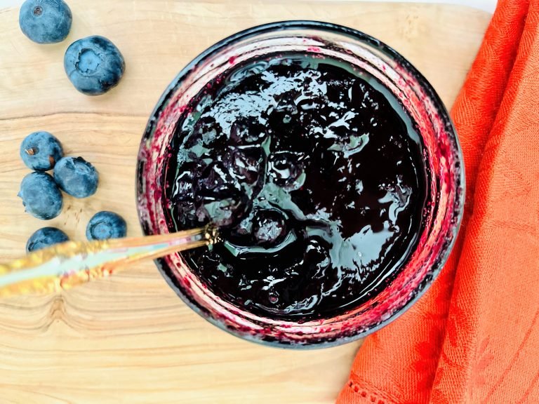 Blueberry jam in a jar