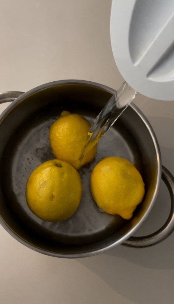 cover lemons with fresh cold water