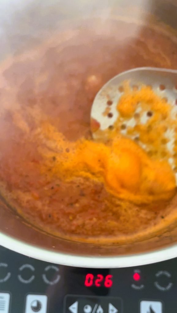 bring to boil and remove the foam from the surface of  the sauce 