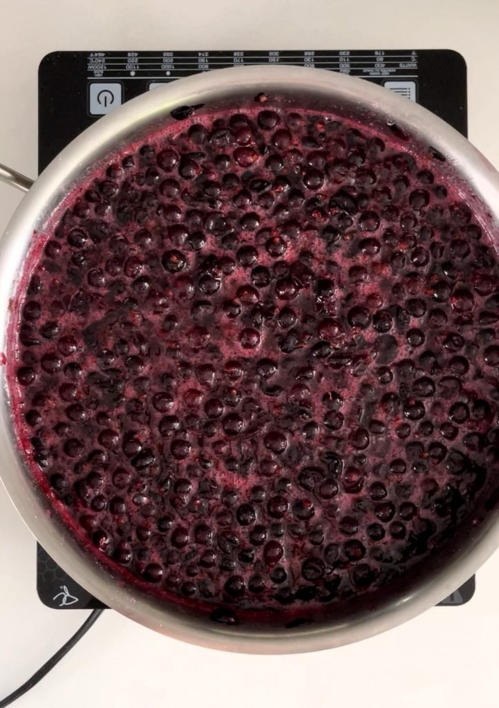 bring blackcurrants and their juices to boil